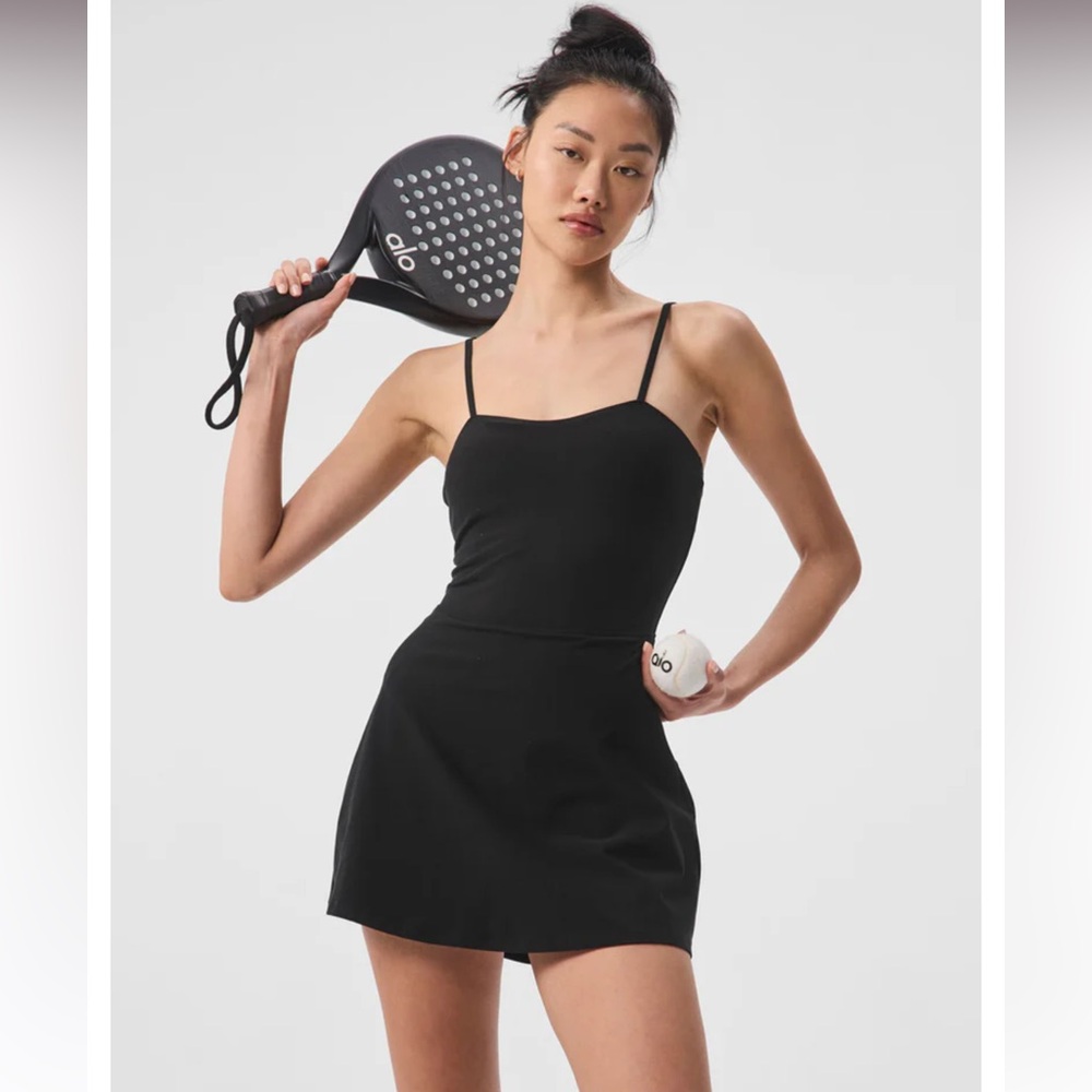 Alo Yoga Alosoft Courtside Tennis Dress. Black XS 🖤